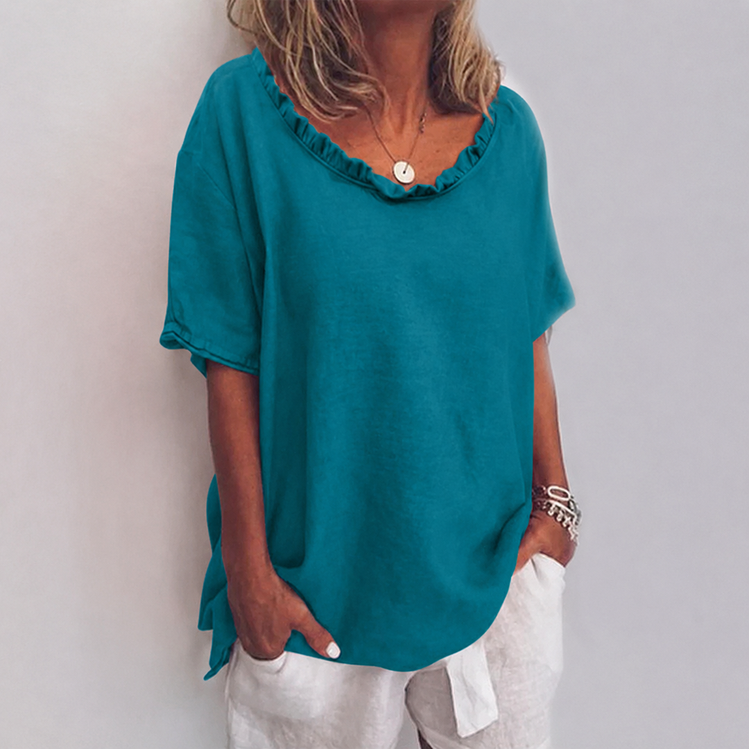 Comfortable Loose Blouse - Sea Blue