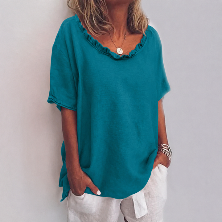Comfortable Loose Blouse - Sea Blue
