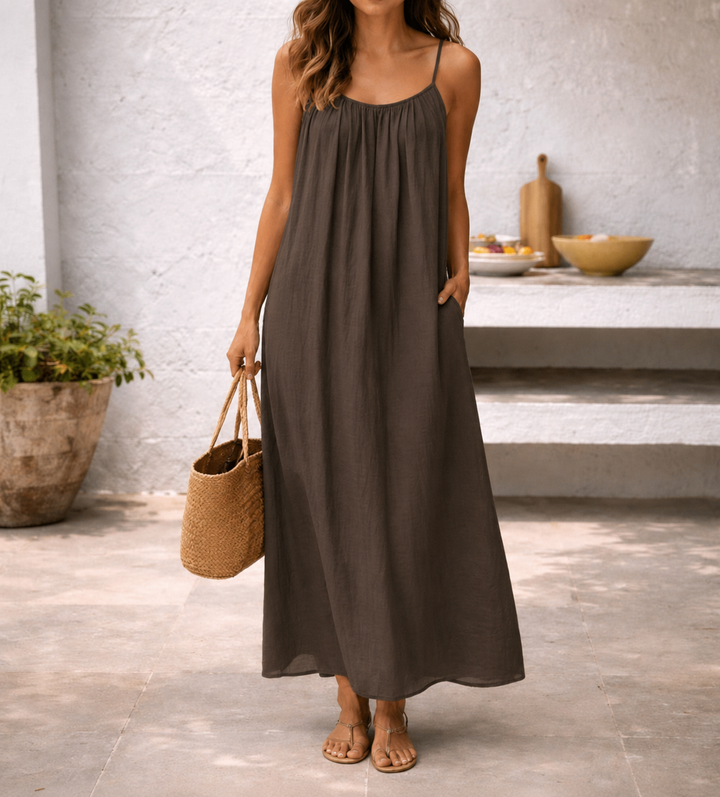Linnen Spaghetti Strap Maxi Sundress