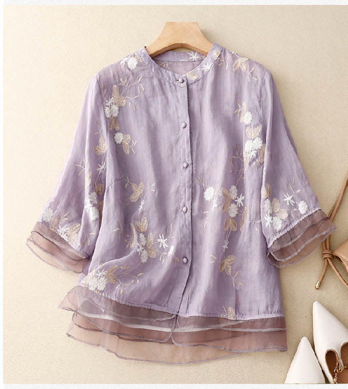 Chic Floral-Accent Blouse