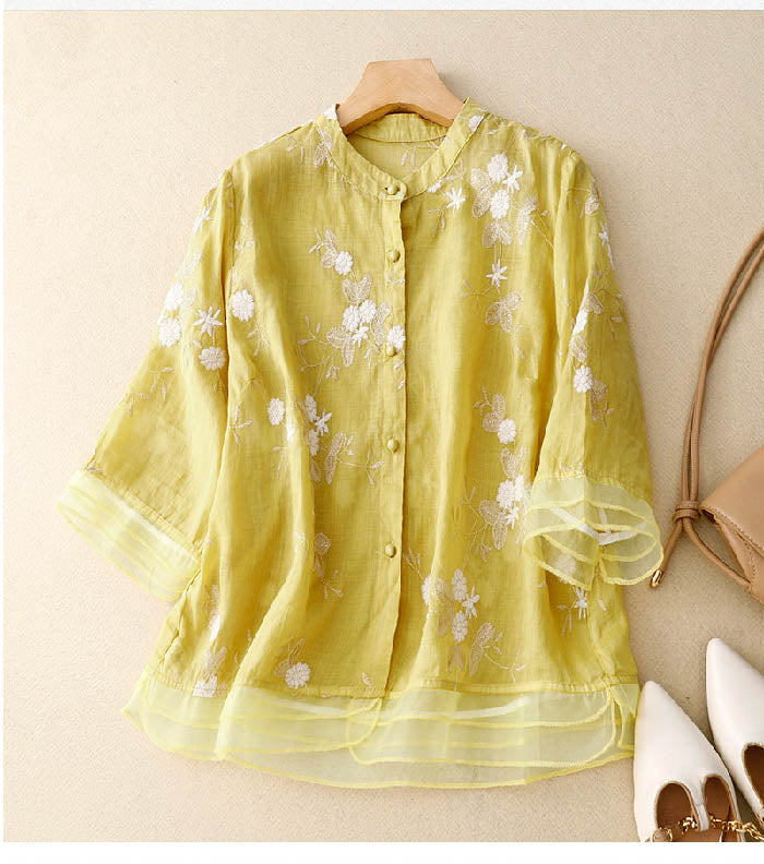 Chic Floral-Accent Blouse