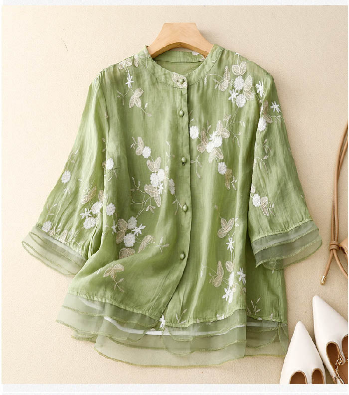 Chic Floral-Accent Blouse