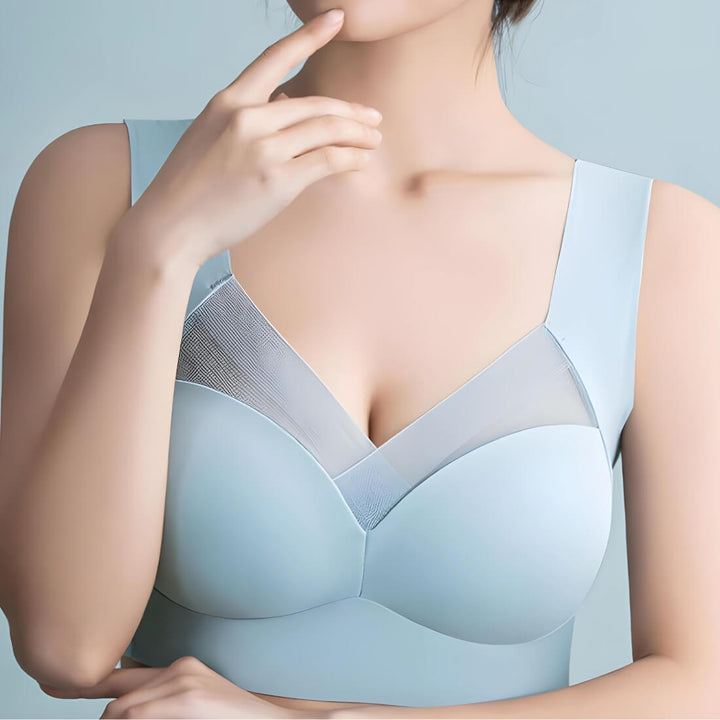 Women's seamless posture support bra in light blue