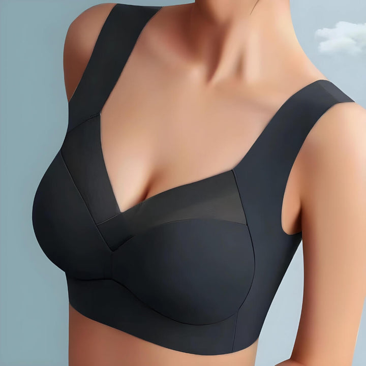 Women's seamless posture support bra in black