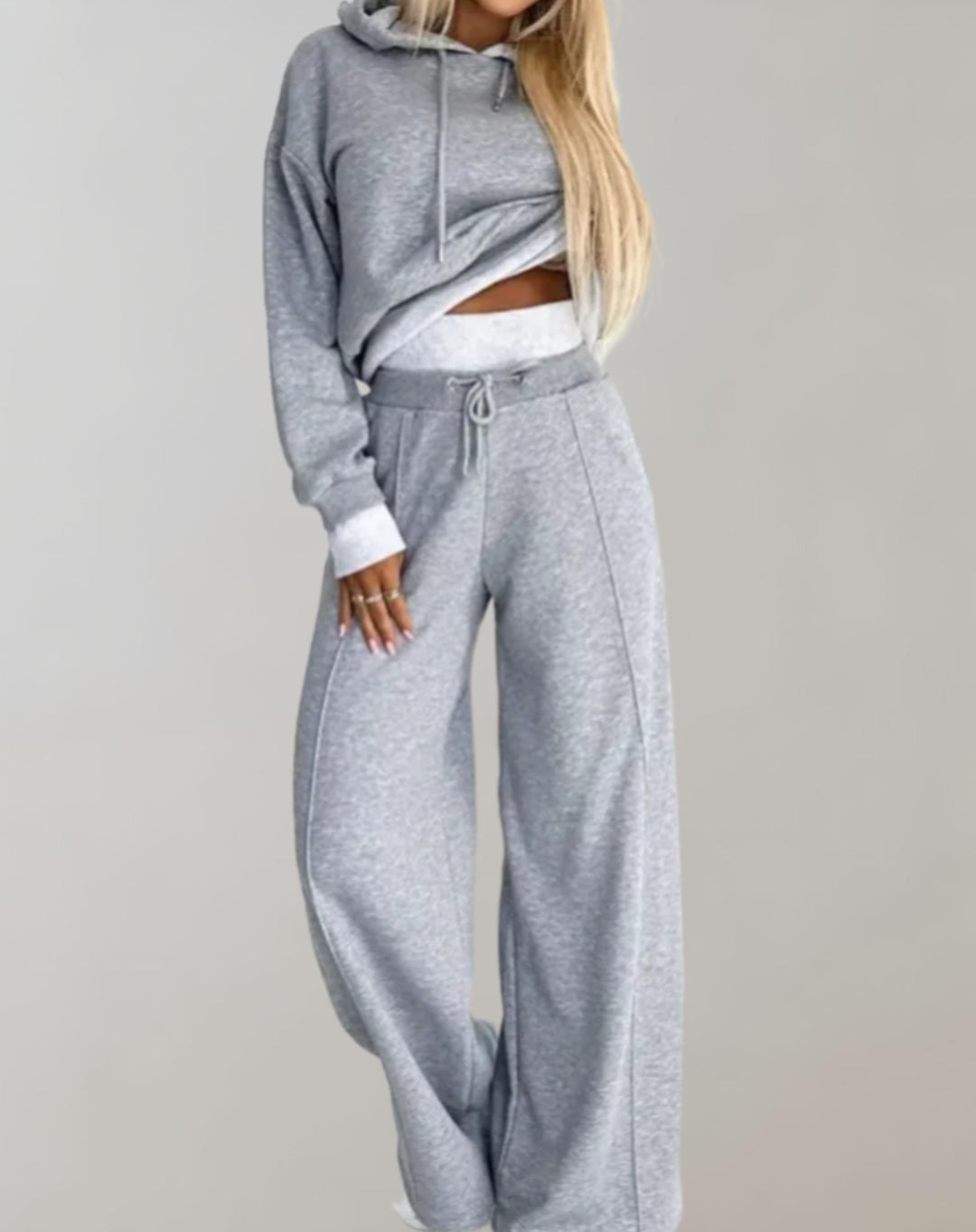 Hoodie and jogger sweatsuit set in grey