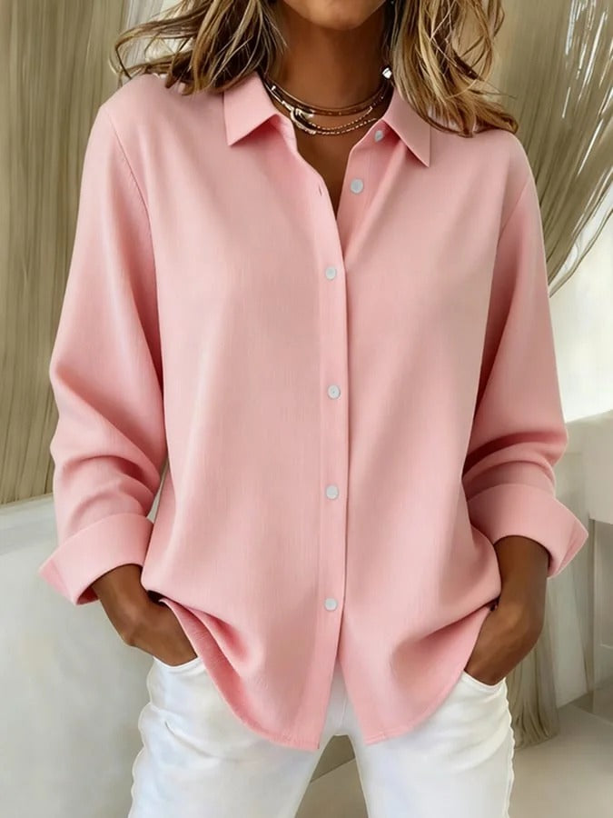 Women's Pink Button Front Blouse