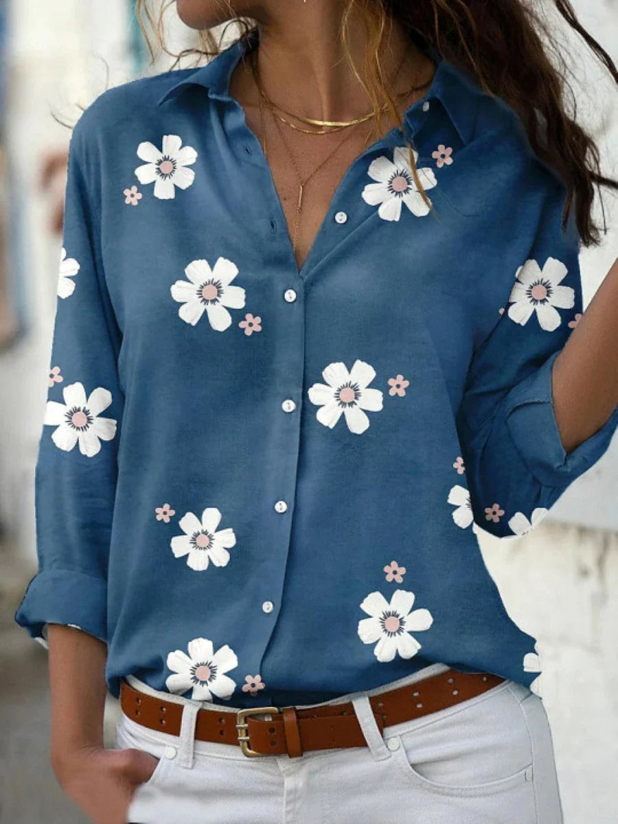Floral Print Button-Down Blouse