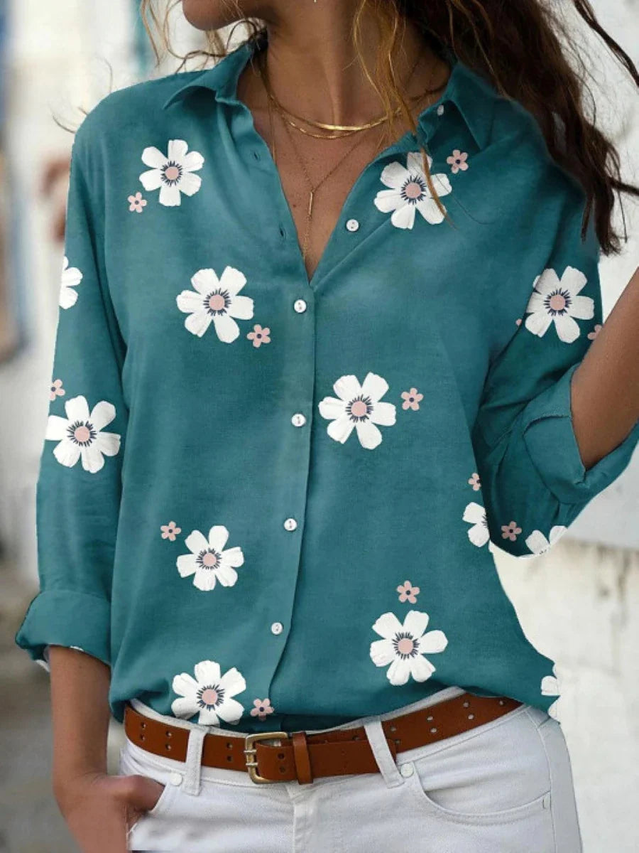 Floral Print Button-Down Blouse