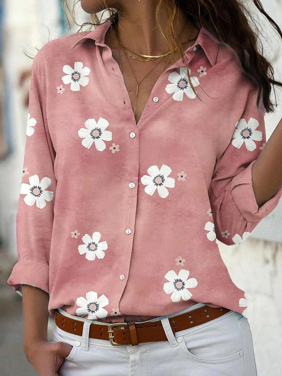 Floral Print Button-Down Blouse