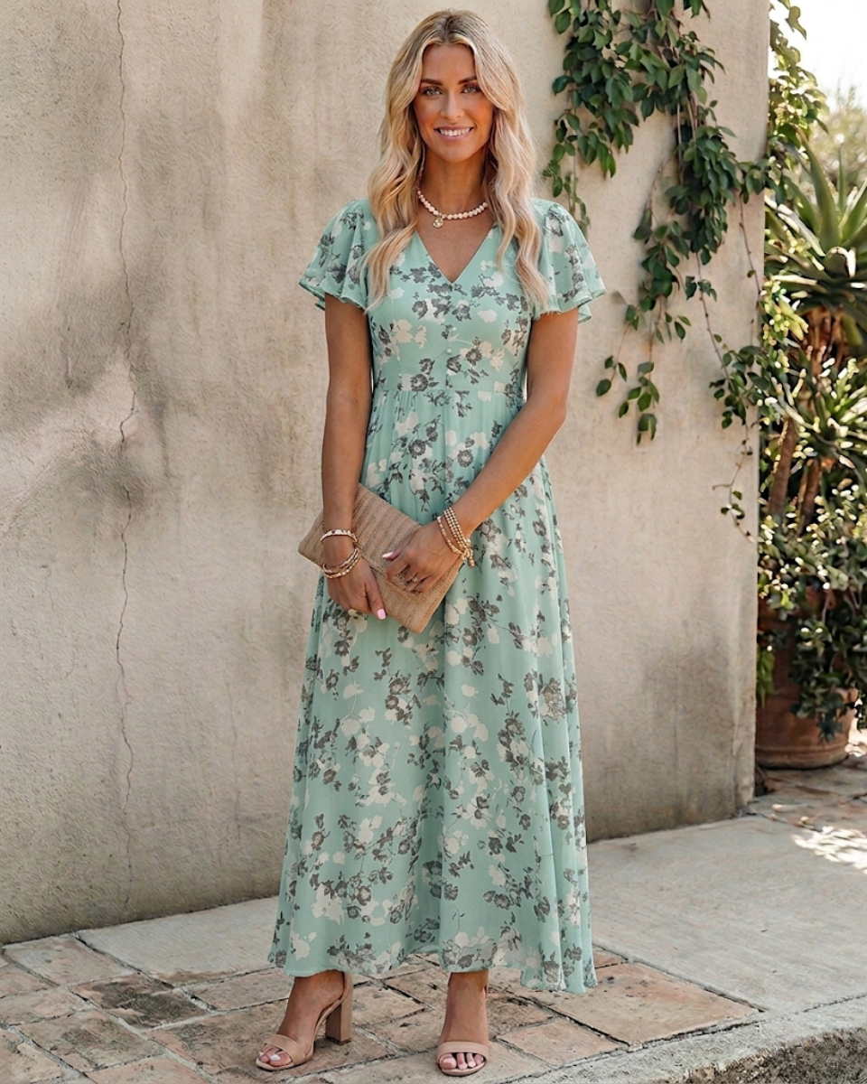 Floral V-Neck Maxi Dress