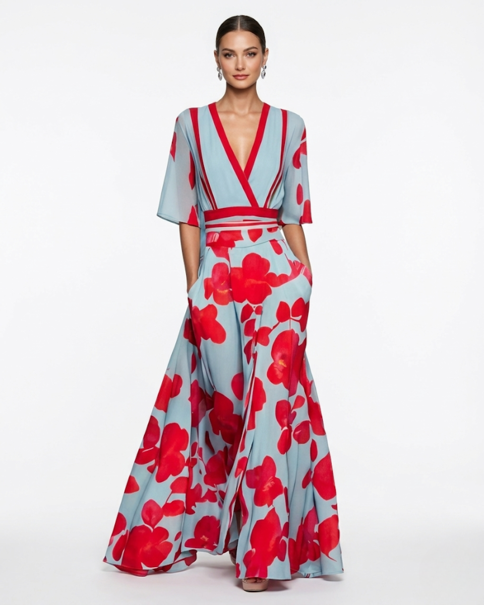 Floral Wrap Maxi Dress with Flowing Silhouette