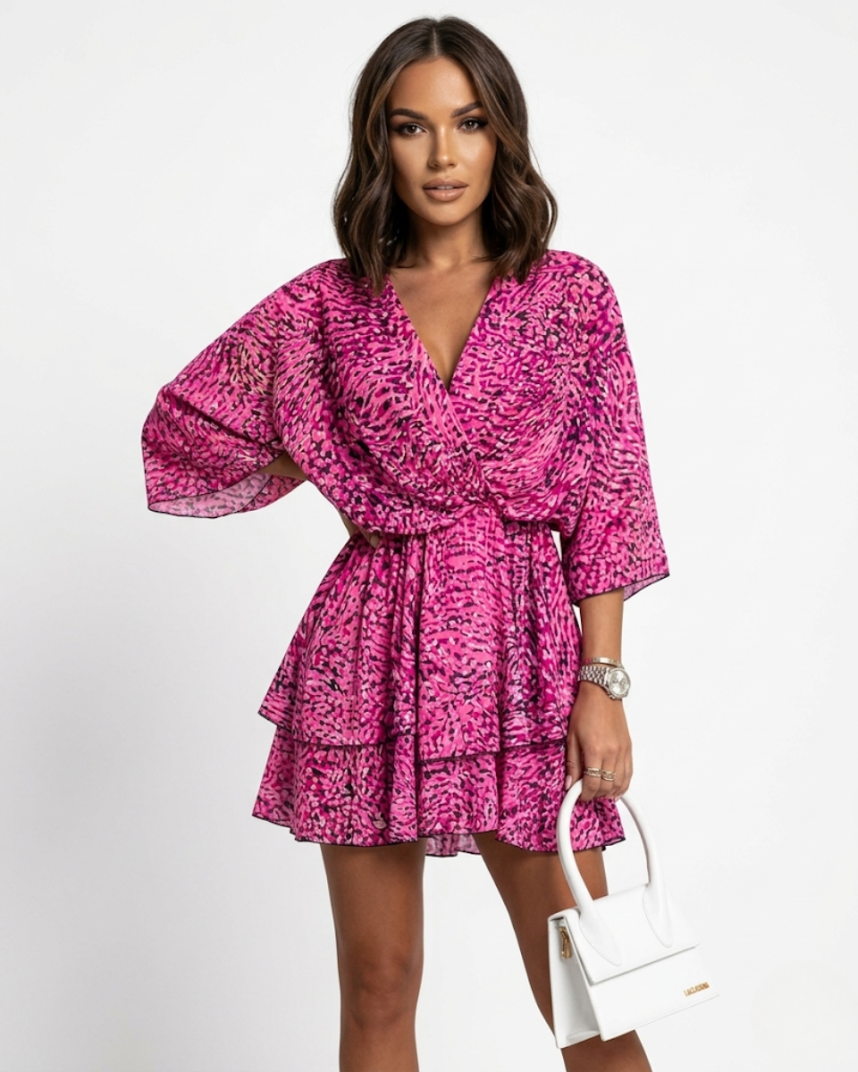 Floral Wrap Ruffle Mini Dress