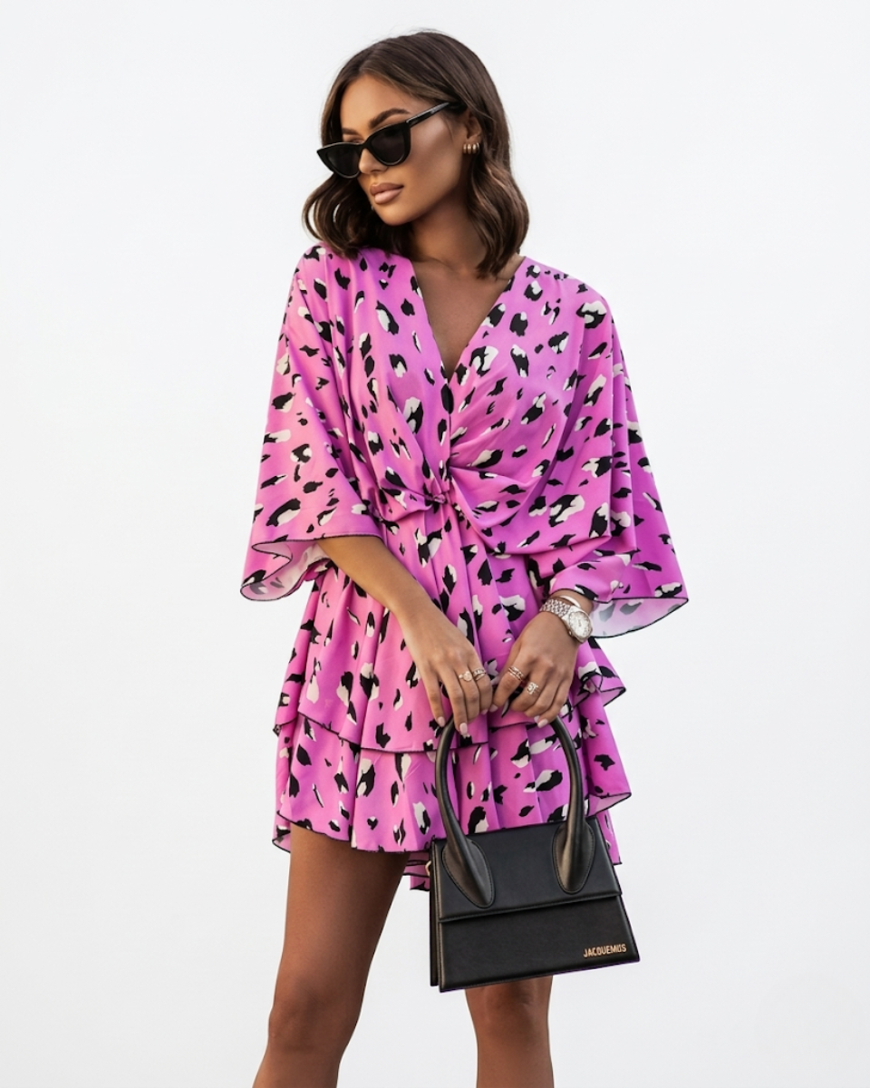 Floral Wrap Ruffle Mini Dress
