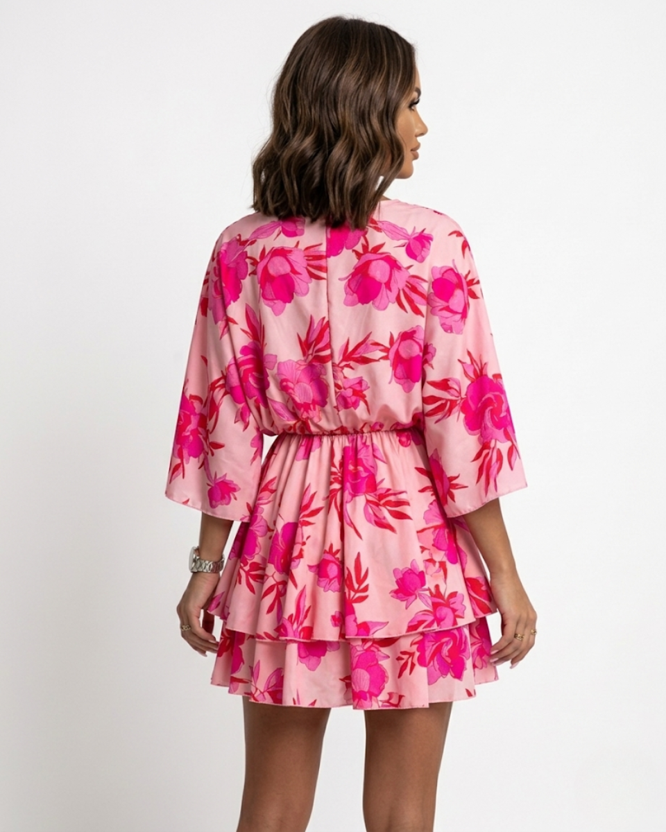 Floral Wrap Ruffle Mini Dress