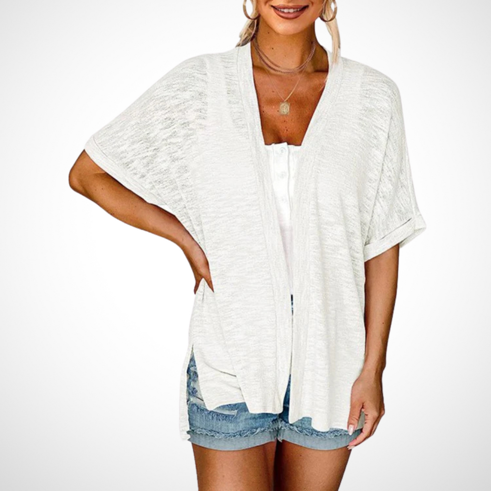 Flowy Short-Sleeve Cardigan