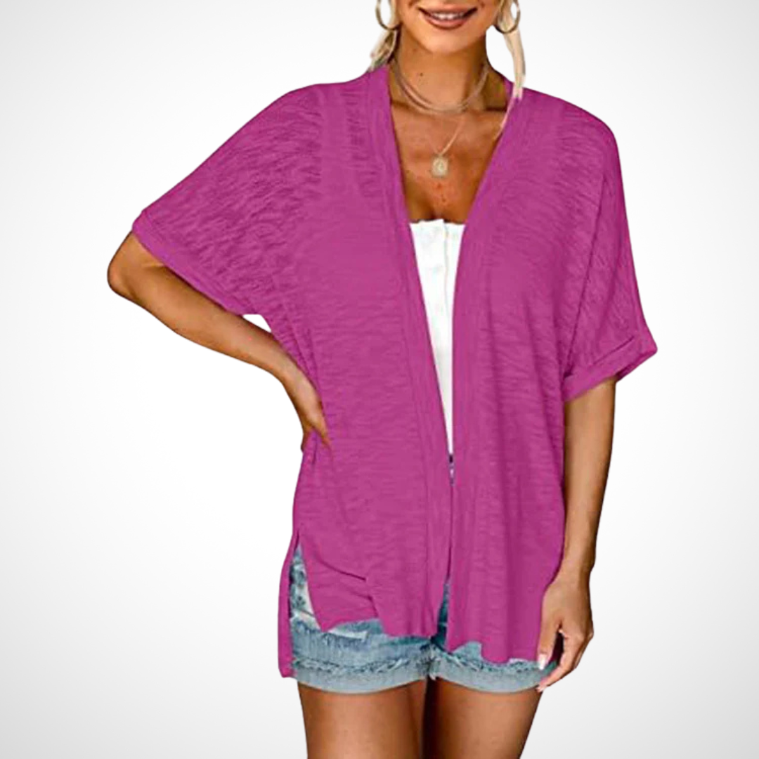 Flowy Short-Sleeve Cardigan