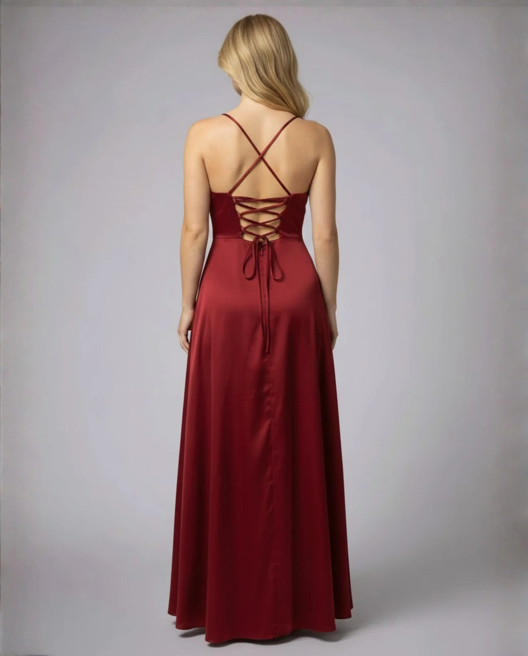 Women's Braided Back Silk Blend Homecoming Maxi Dress