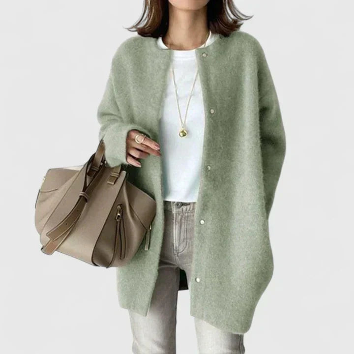 Women's oversized wool duster cardigan in green