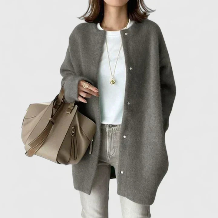 Women's oversized wool duster cardigan in grey