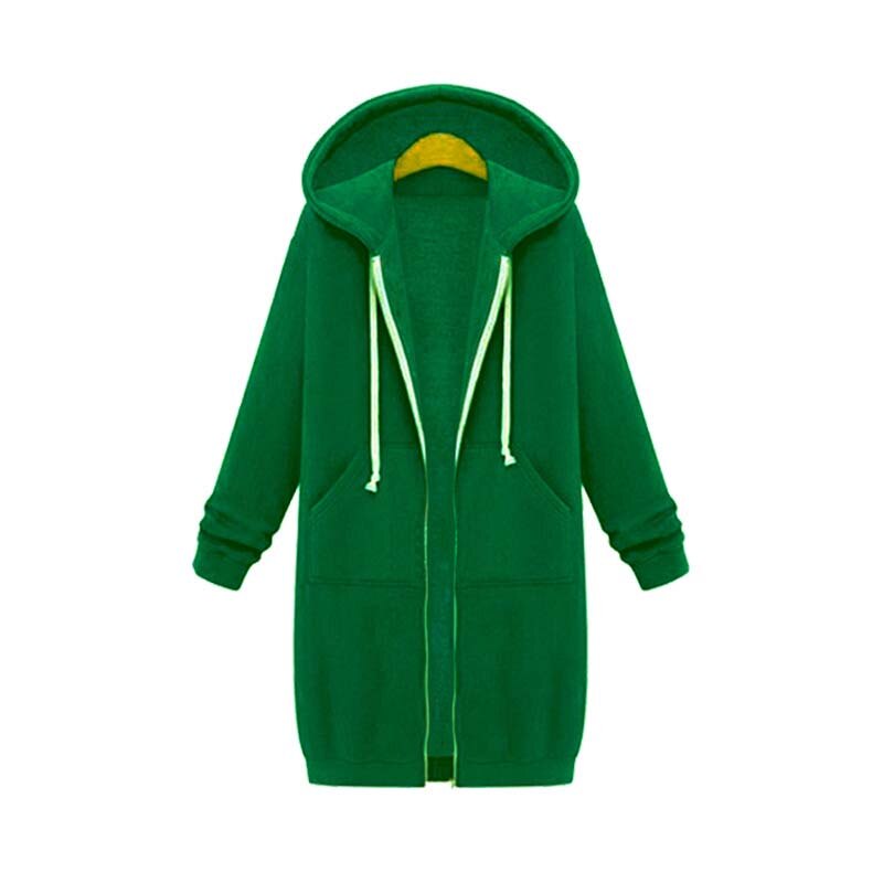Women's longline zip-up sweatshirt in green