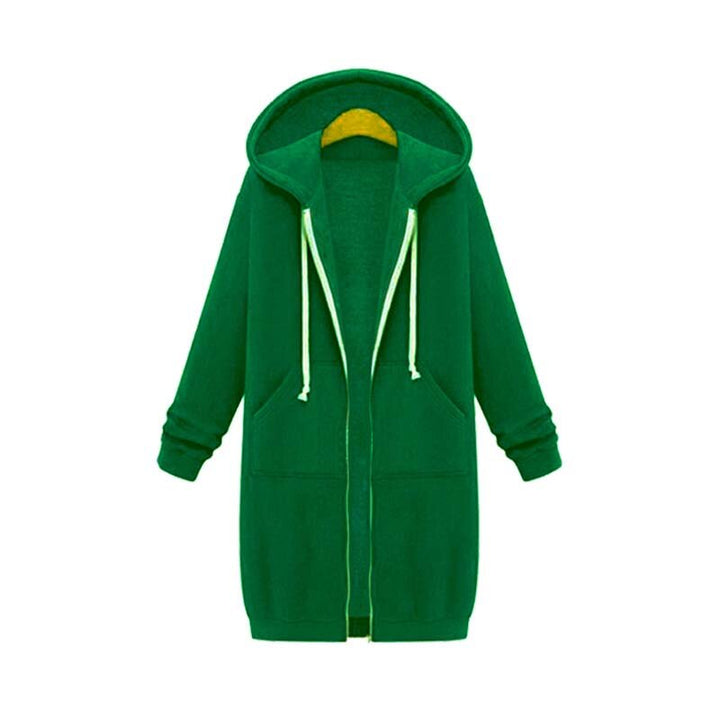 Women's longline zip-up sweatshirt in green