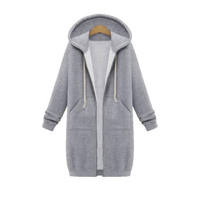 Women's longline zip-up sweatshirt in grey