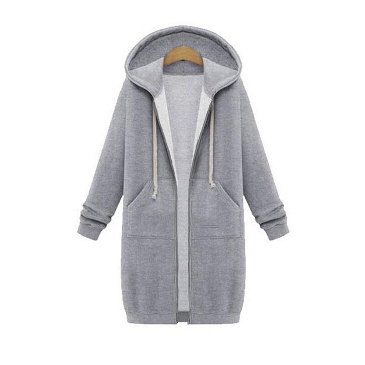 Women's longline zip-up sweatshirt in grey