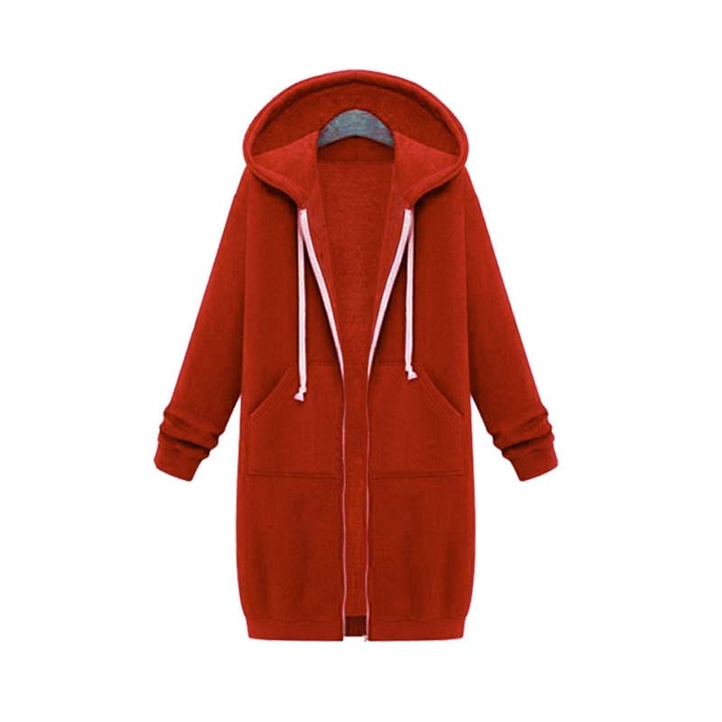 Women's longline zip-up sweatshirt in orange