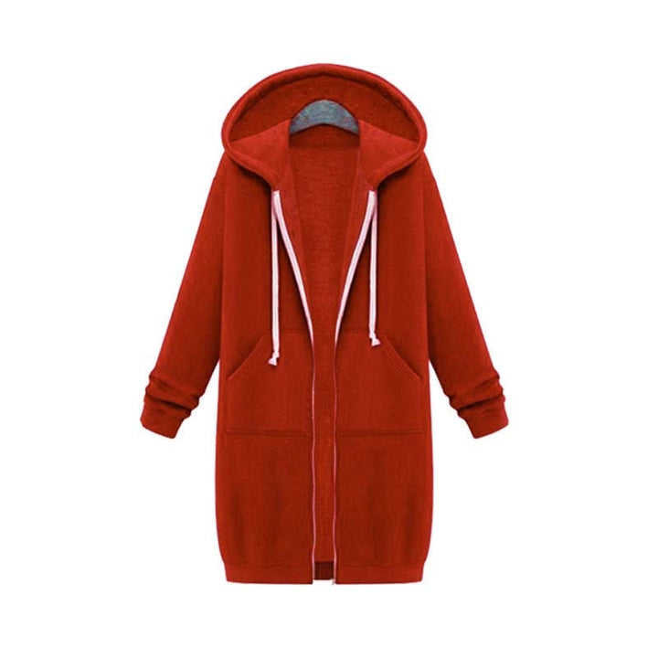 Women's longline zip-up sweatshirt in orange