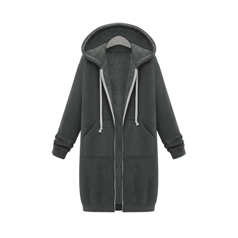 Women's longline zip-up sweatshirt in dark grey