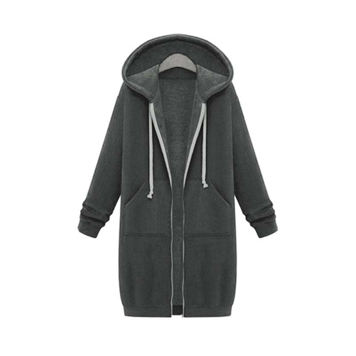 Women's longline zip-up sweatshirt in dark grey