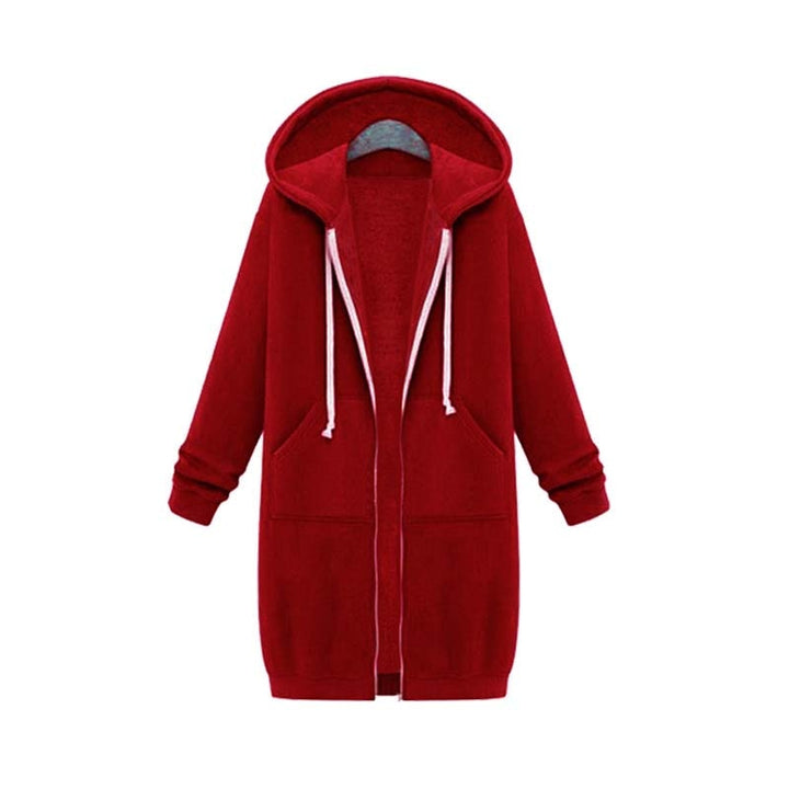 Women's longline zip-up sweatshirt in red