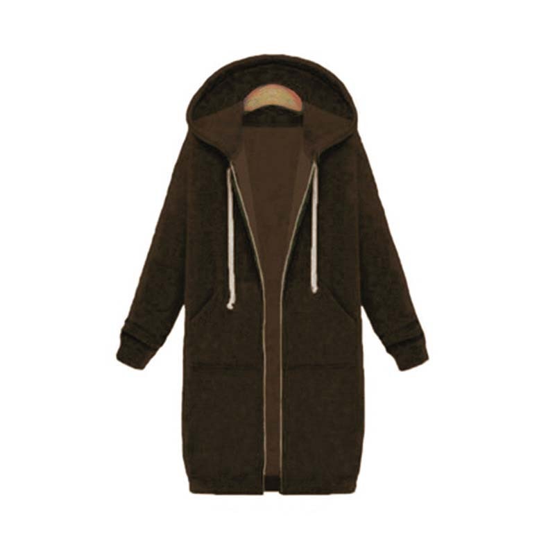 Women's longline zip-up sweatshirt in coffee