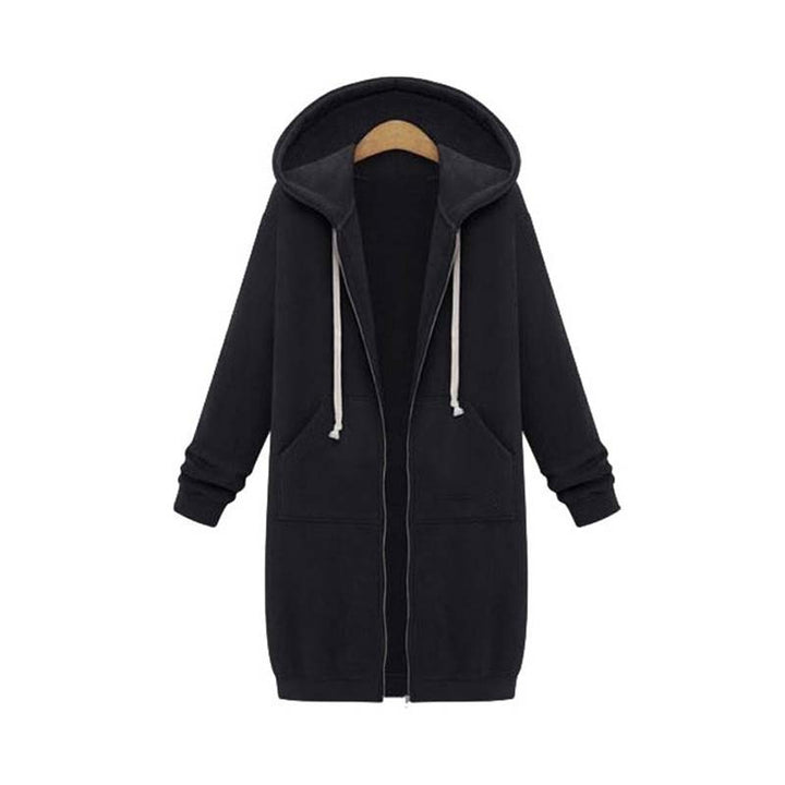 Women's longline zip-up sweatshirt in black