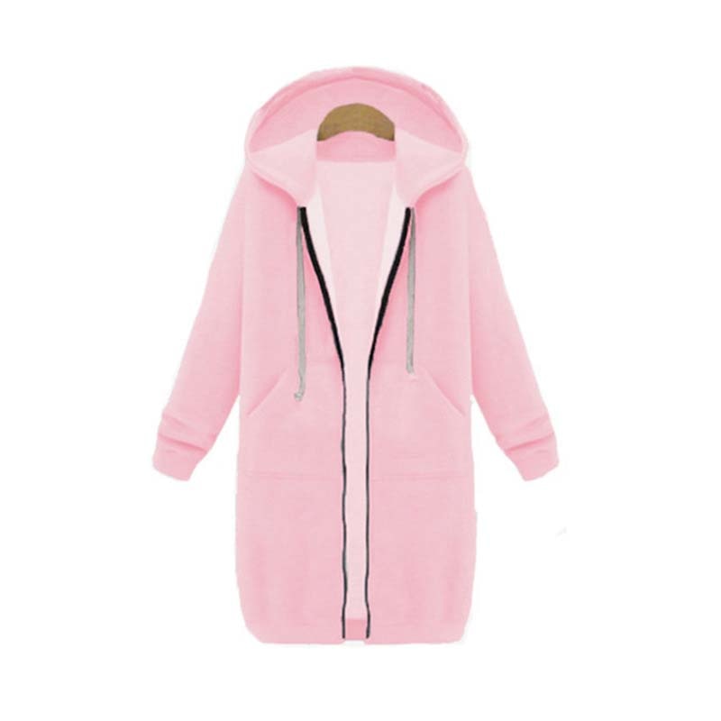 Women's longline zip-up sweatshirt in pink
