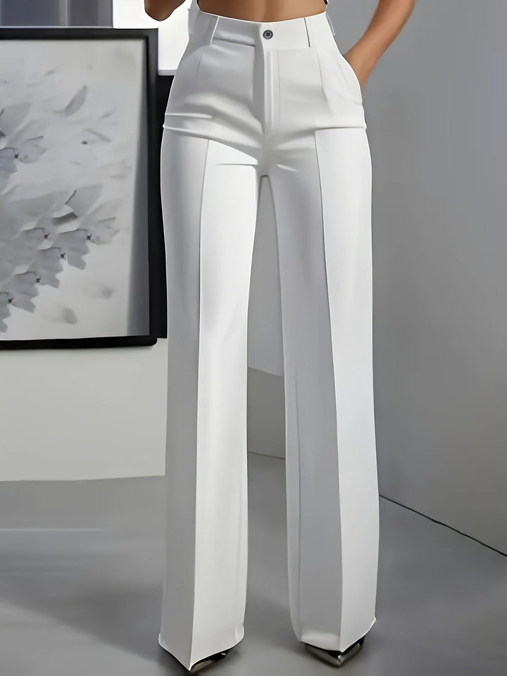 White high waisted wide leg trousers women