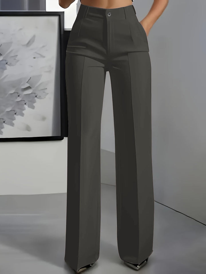 Dark grey high waisted wide leg trousers women
