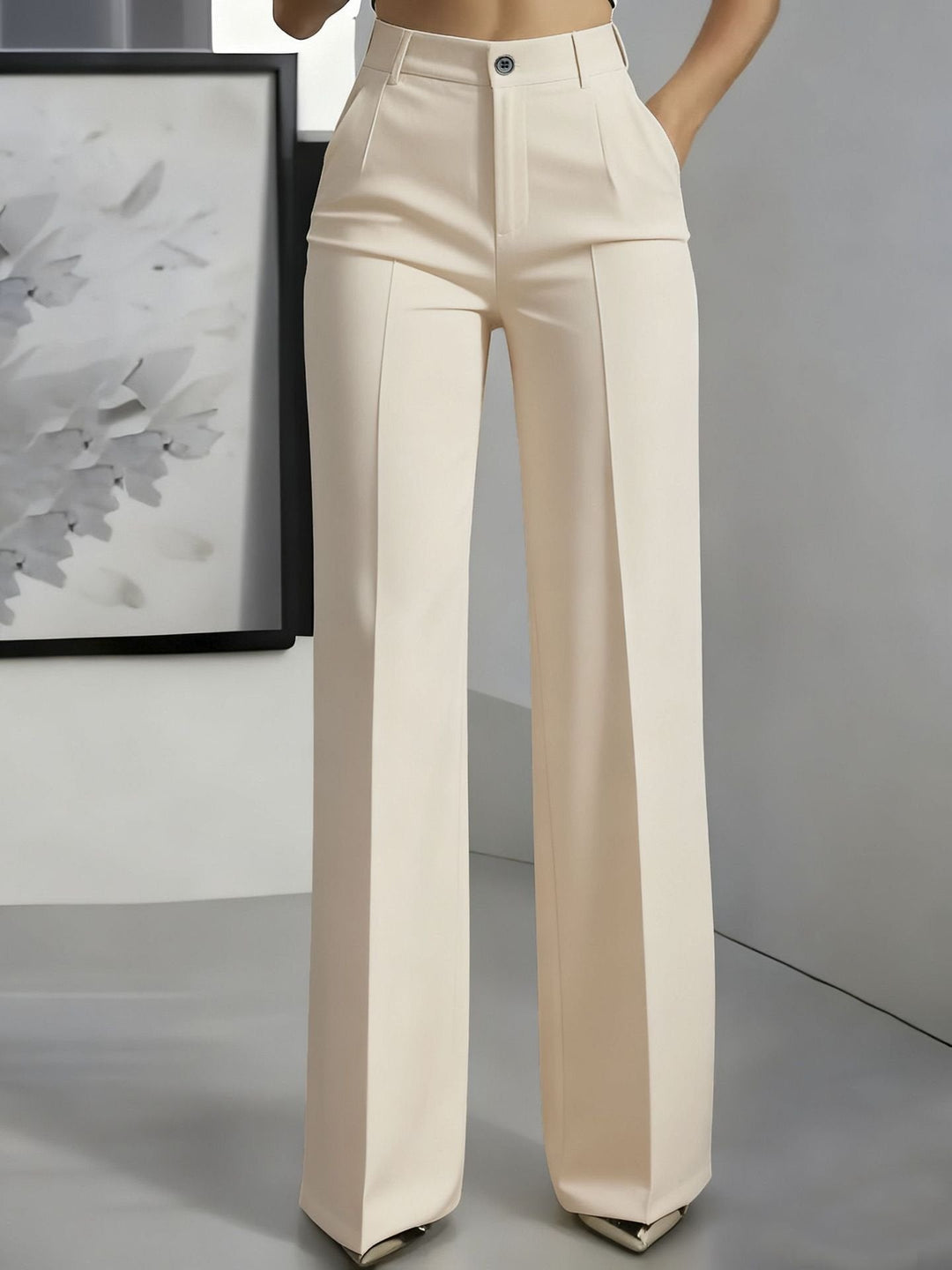 Apricot high waisted wide leg trousers women