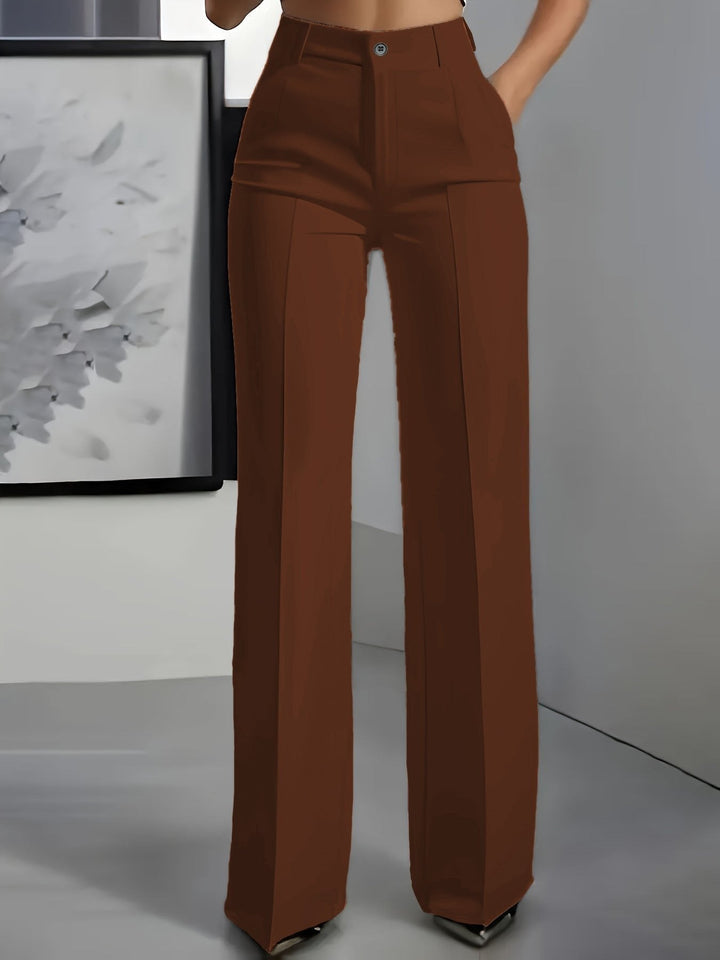 Brown high waisted wide leg trousers women