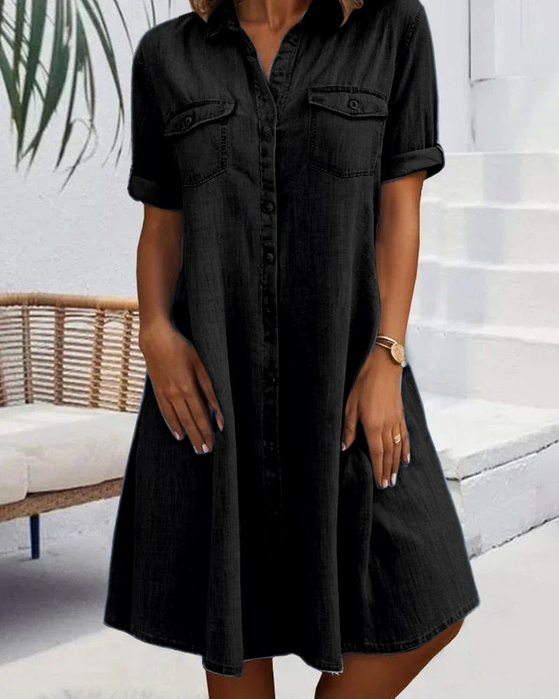 Lightweight Denim-Look Shirt Dress