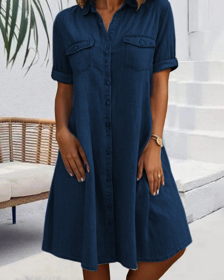 Lightweight Denim-Look Shirt Dress