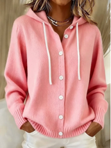 Women's Pink Button Front Knit Cardigan