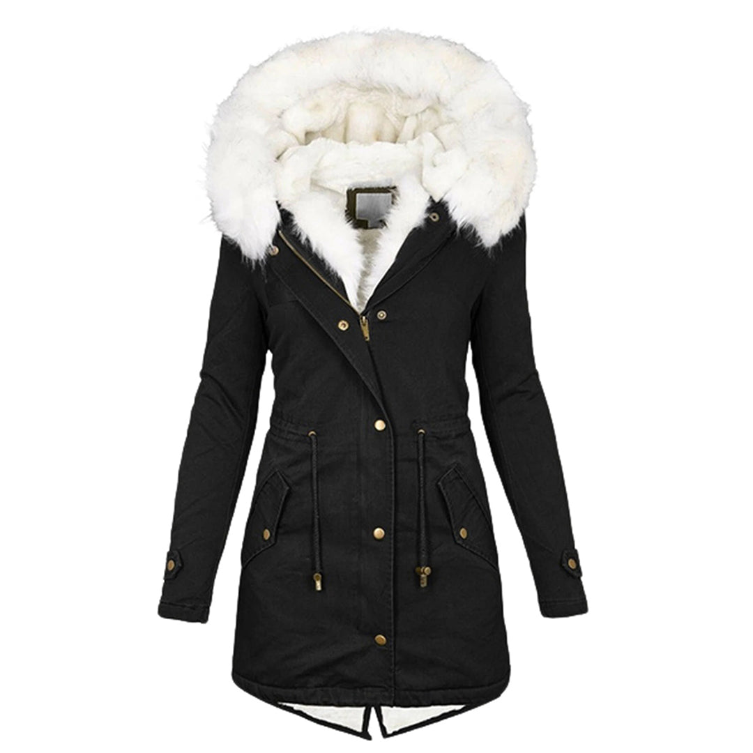 Navy hooded winter jacket with fleece lining