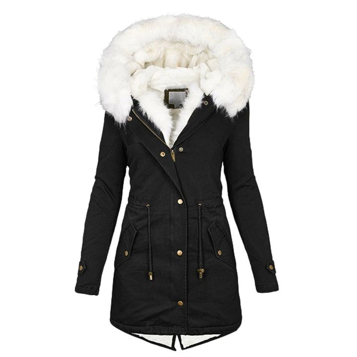 Navy hooded winter jacket with fleece lining