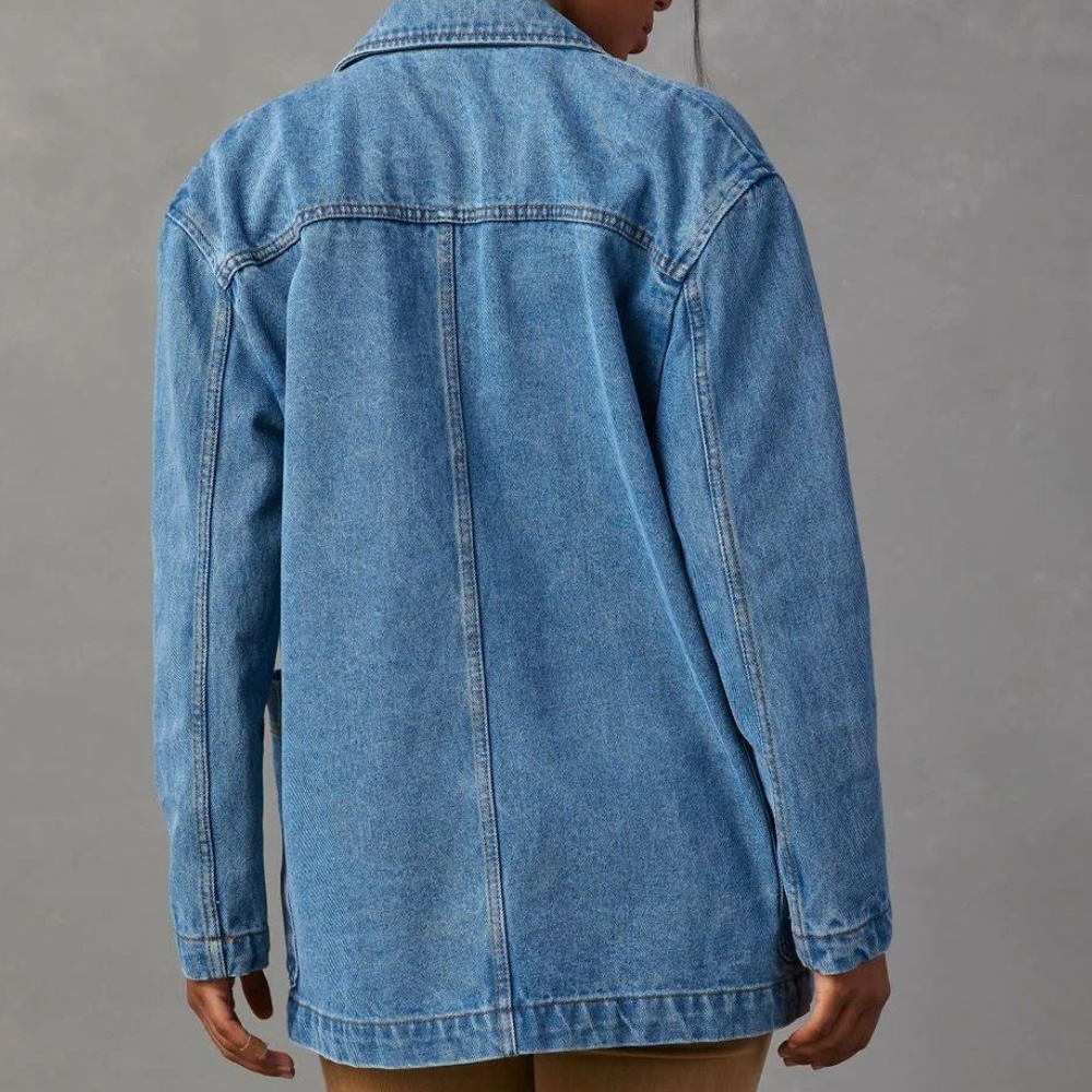 Longline denim blazer jacket - blue, view 5