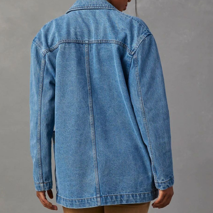 Longline denim blazer jacket - blue, view 5