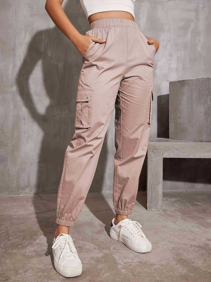Women's tapered cargo pants pink