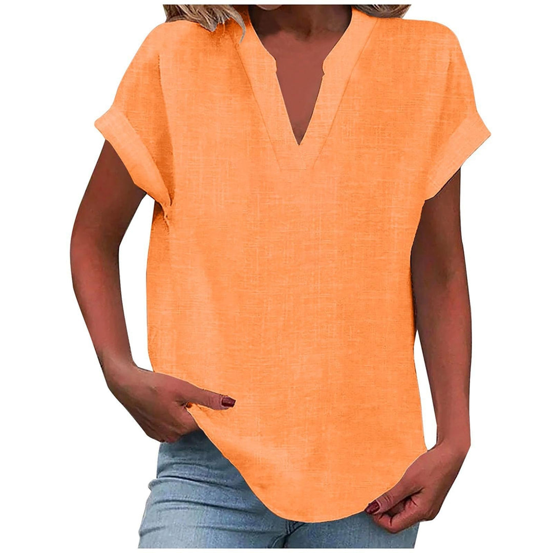 Relaxed V-Neck Blouse - Orange
