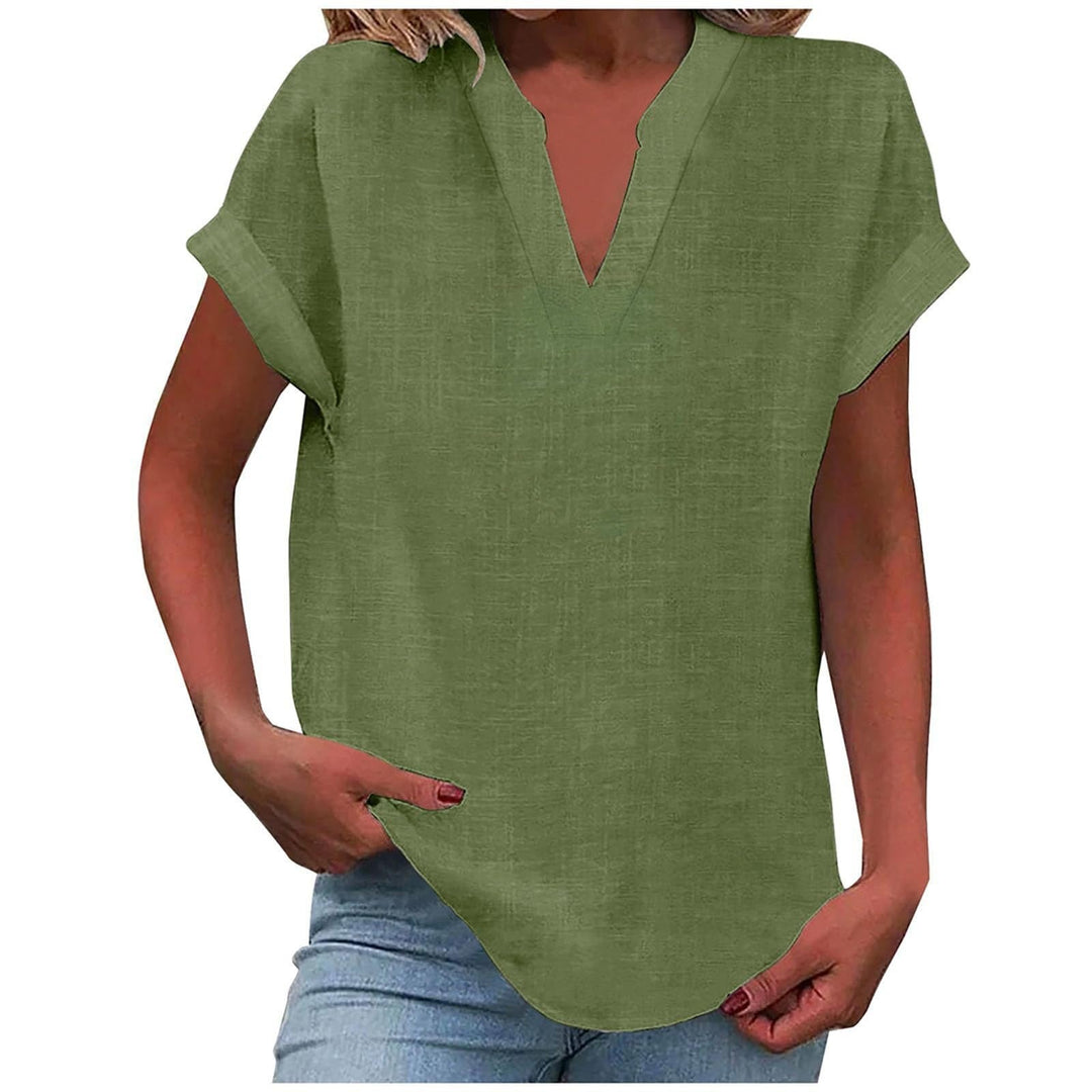 Relaxed V-Neck Blouse - Brown
