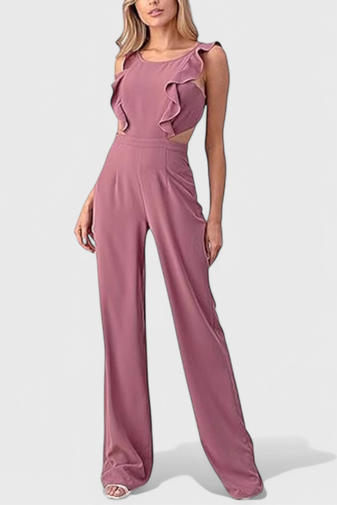 Women's cut-out sleeveless wide leg jumpsuit in pink